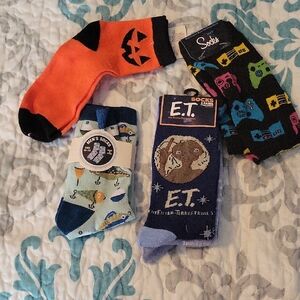 E.T. Themed Men's Socks Set - Blue, Orange, Black